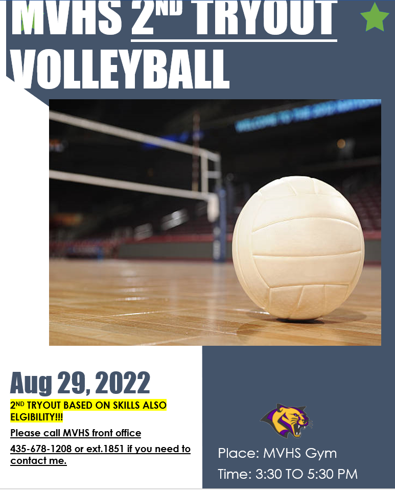 MVHS VOLLEYBALL 2ND TRYOUT AUG 29, 2022
