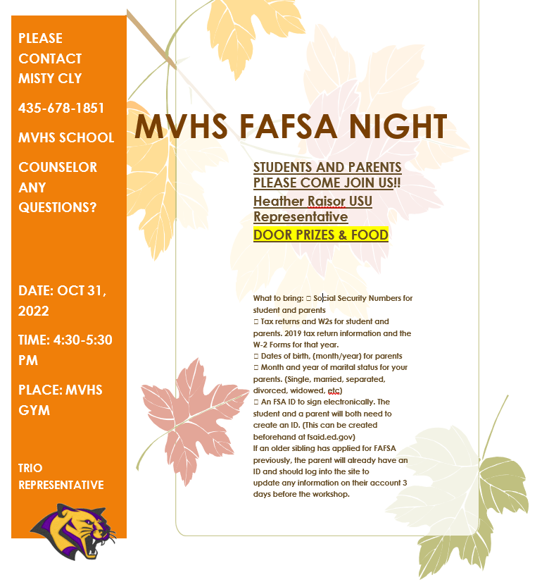 MVHS FAFSA NIGHT OCT 31 2022