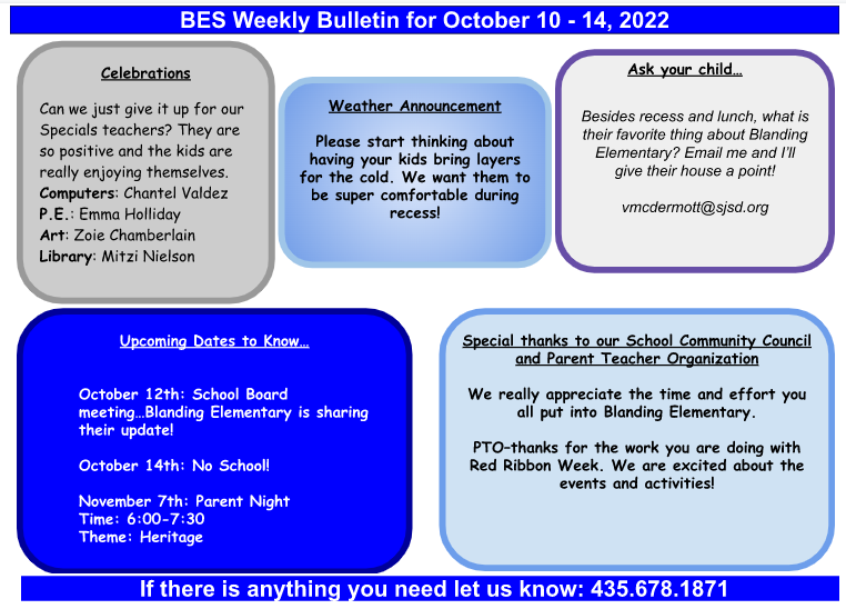 BES Weekly Bulletin October 10-14