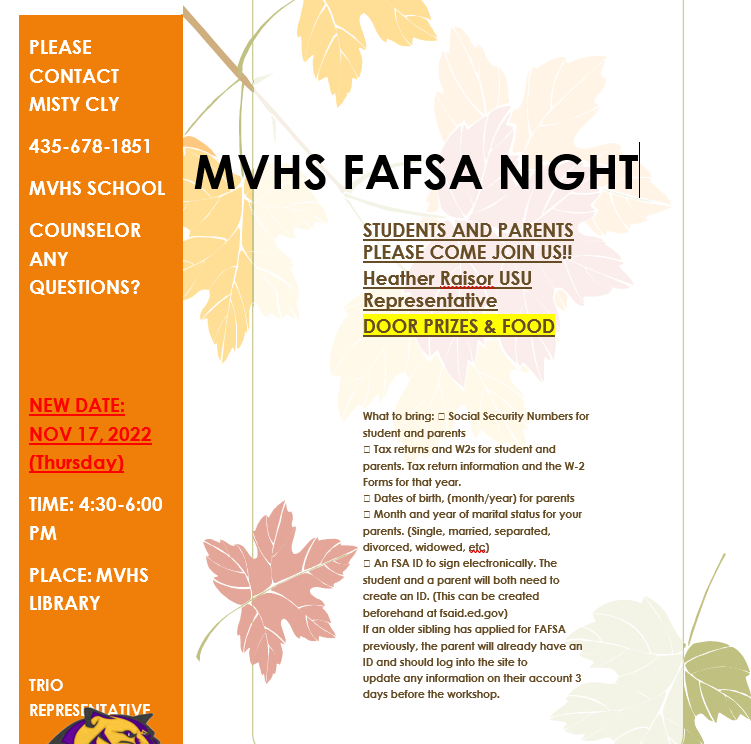 UPDATED MVHS FAFSA DATE NOV 17 2022