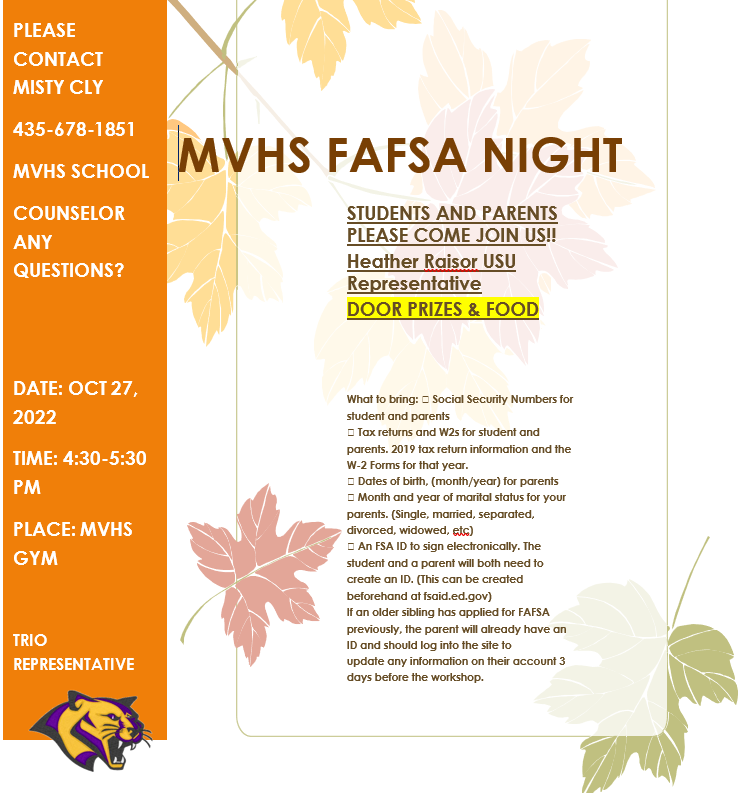 MVHS FAFSA NIGHT OCTOBER 27 2022