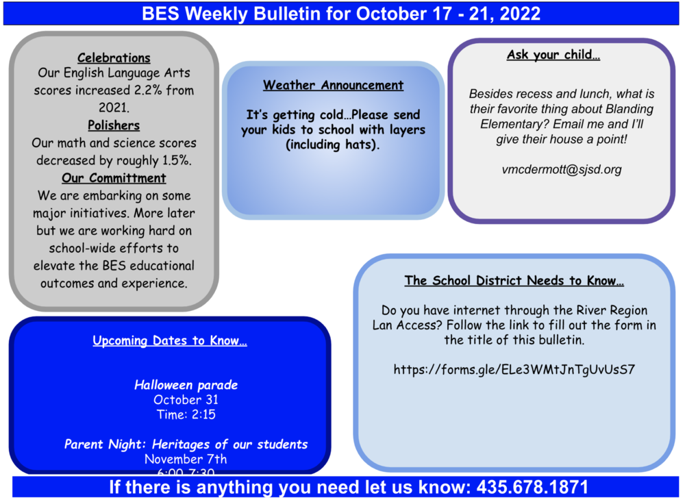 BES Weekly Bulletin October 17-October 21