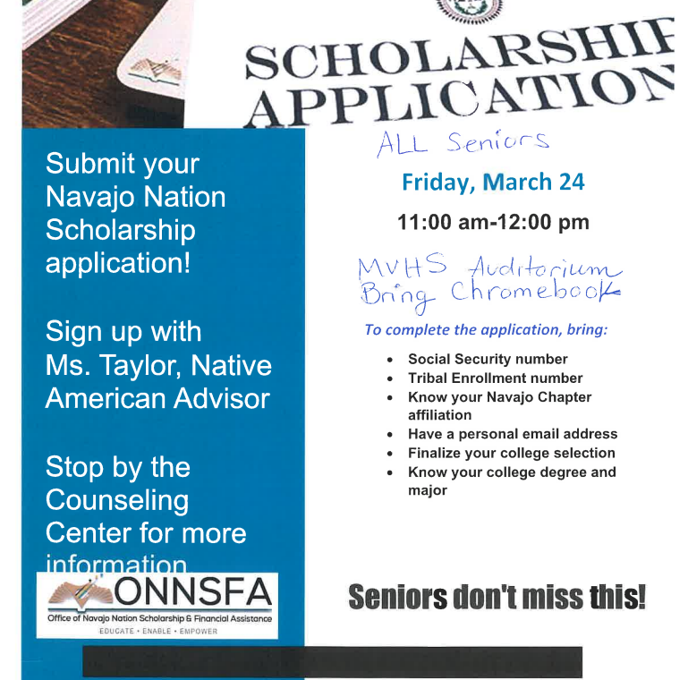 MVHS NAVAJO NATION SCHOLARSHIP WORKSHOP 