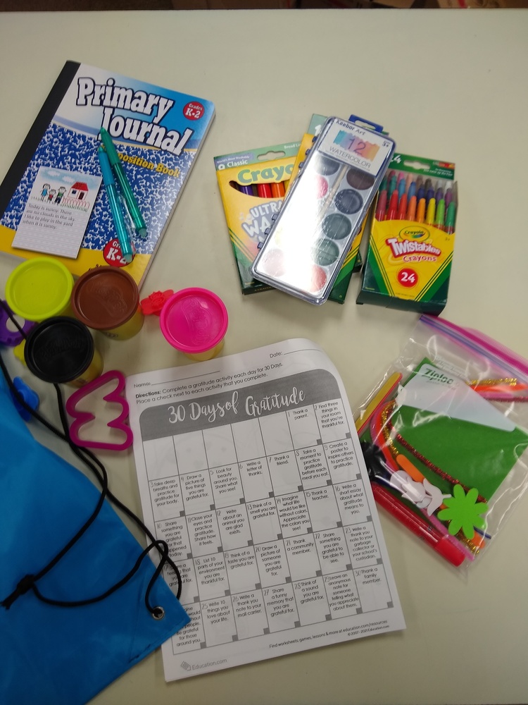 Art and Journaling Supplies being distributed to K-2nd Grade students