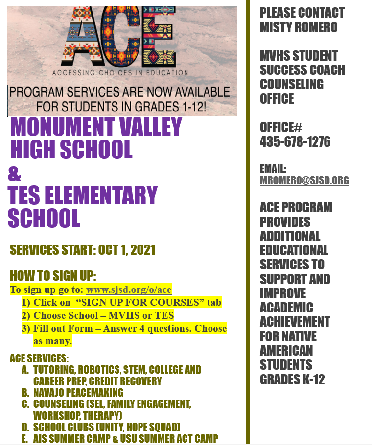 MVHS ACE GRANT INFORMATION