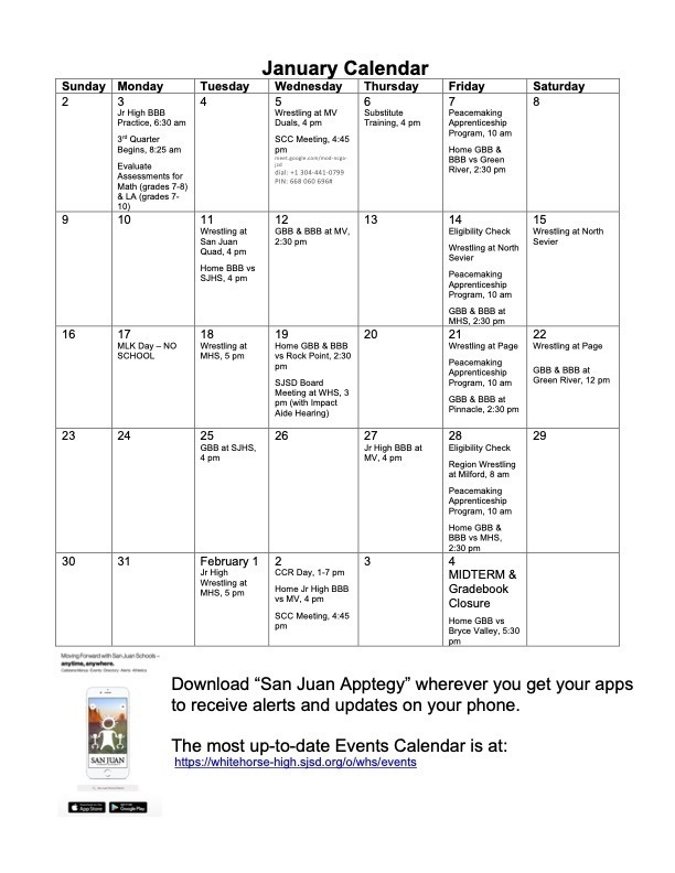 January Calendar