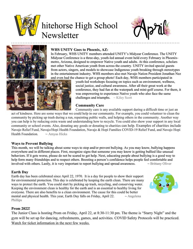 April Newsletter, page 1